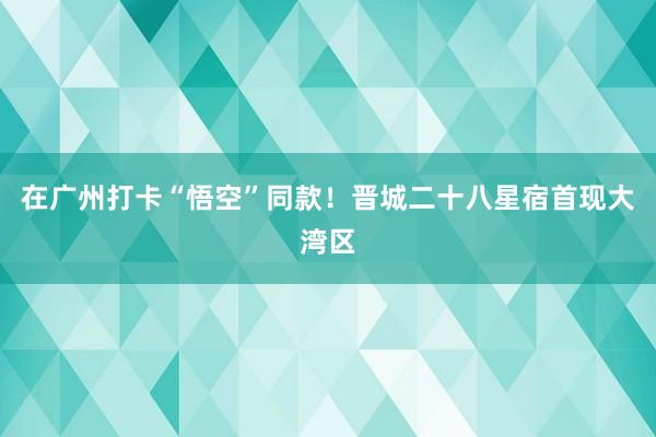 在广州打卡“悟空”同款！晋城二十八星宿首现大湾区