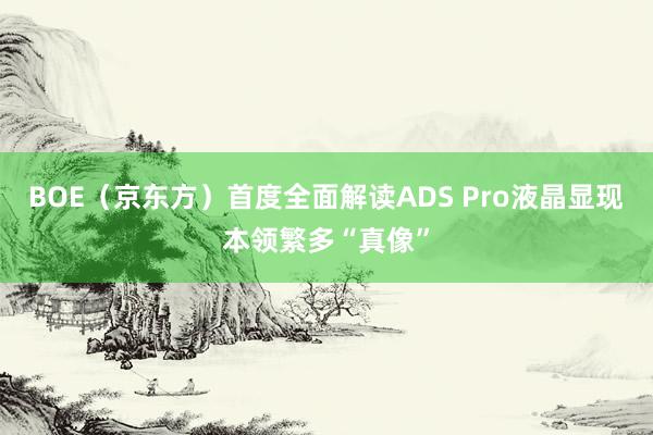 BOE（京东方）首度全面解读ADS Pro液晶显现本领繁多“真像”